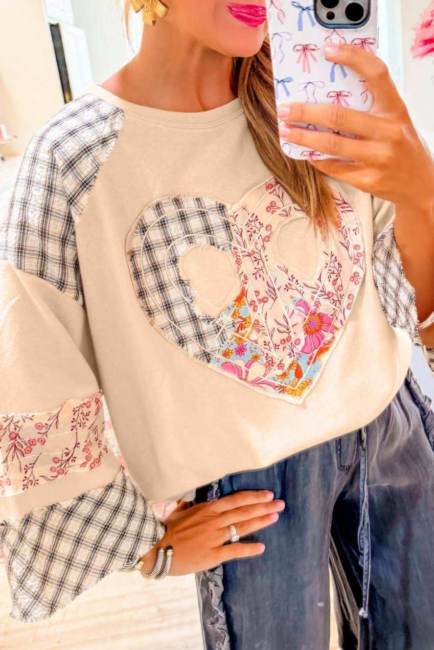 Floral Peace Heart Long Sleeve Top - 7 Semicolon Couture