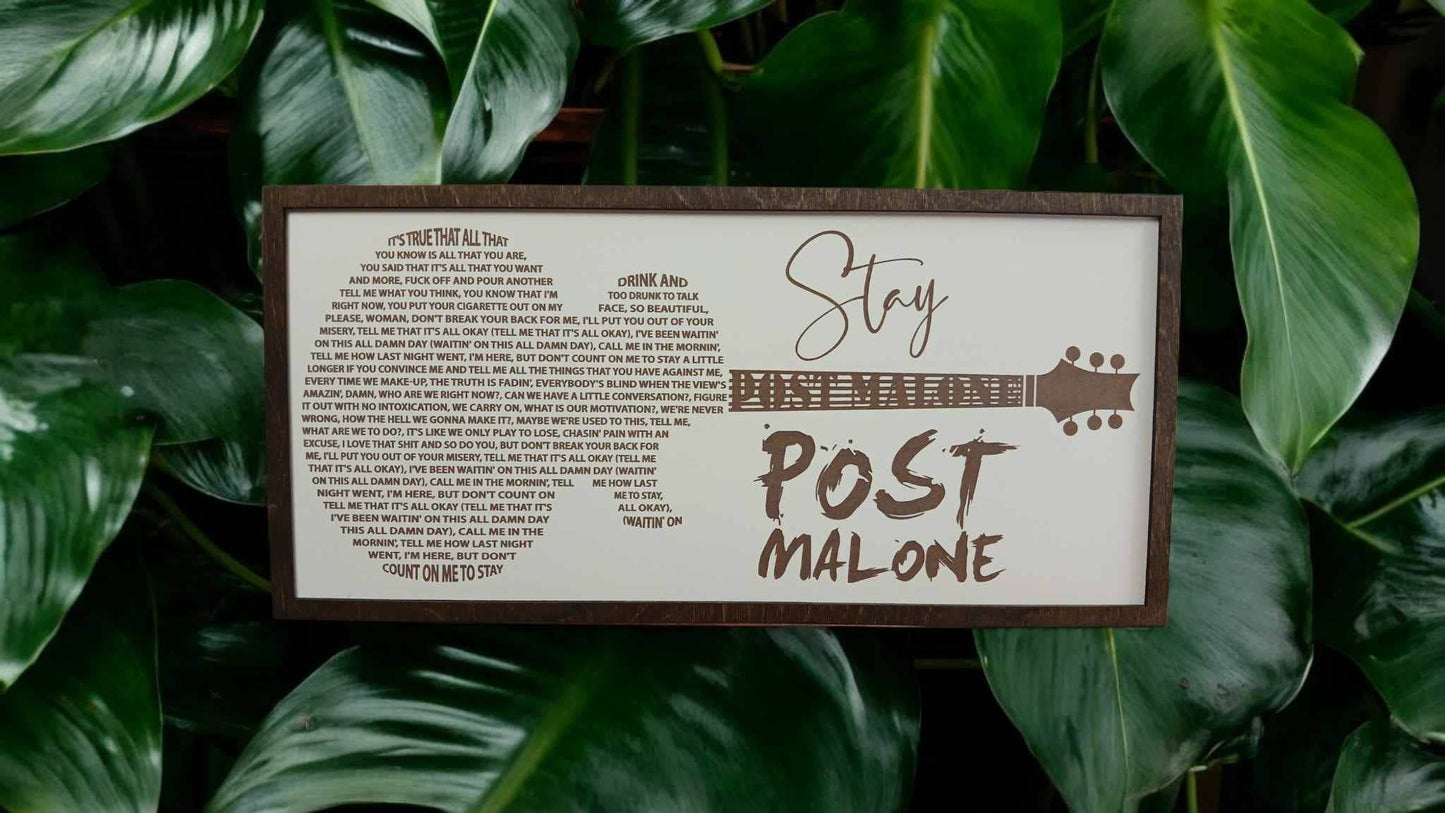 Post Malone, Stay, Framed Lyrics - 7 Semicolon Couture