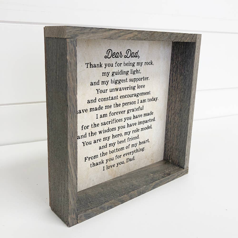 Dear Dad - Letter to Dad with Frame-11x11