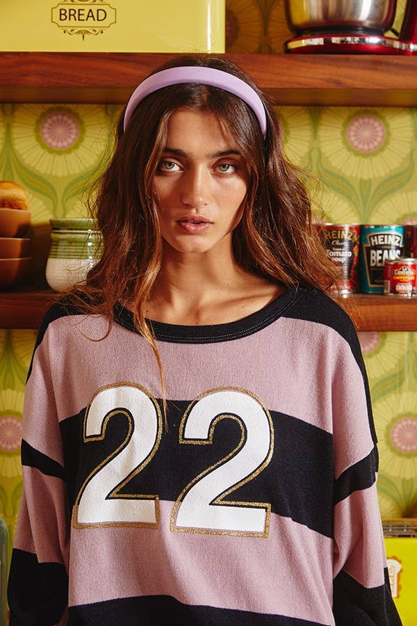 Color-block Number 22 Print Sweater