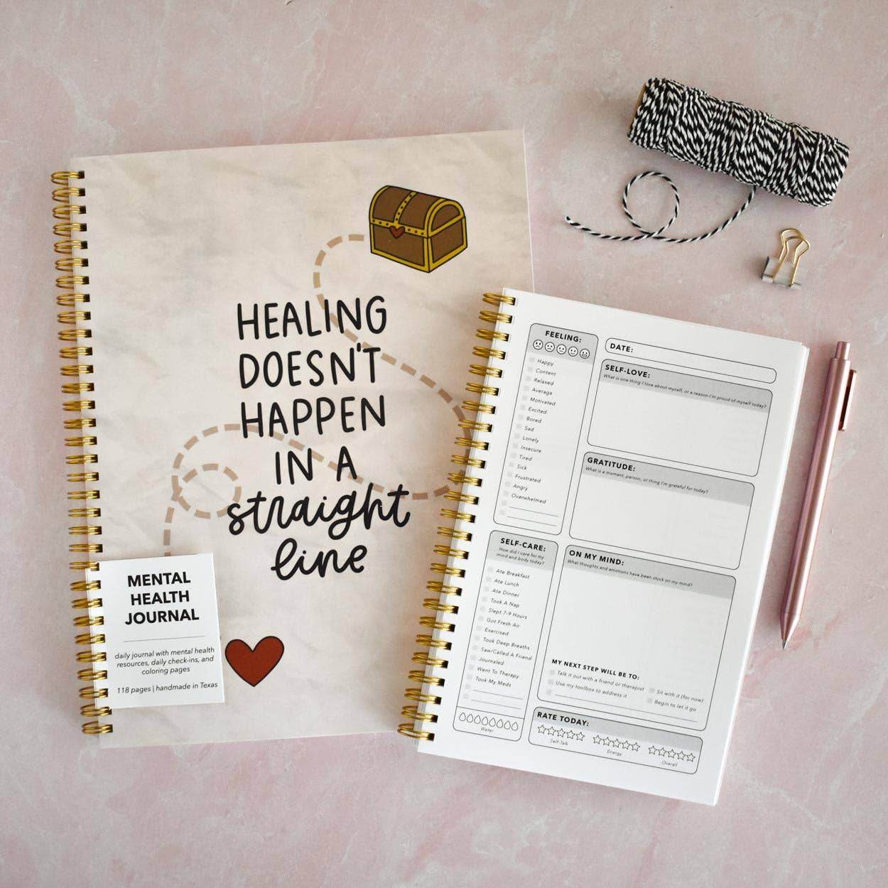 Healing / Straight Line Mental Health Journal - 7 Semicolon Couture