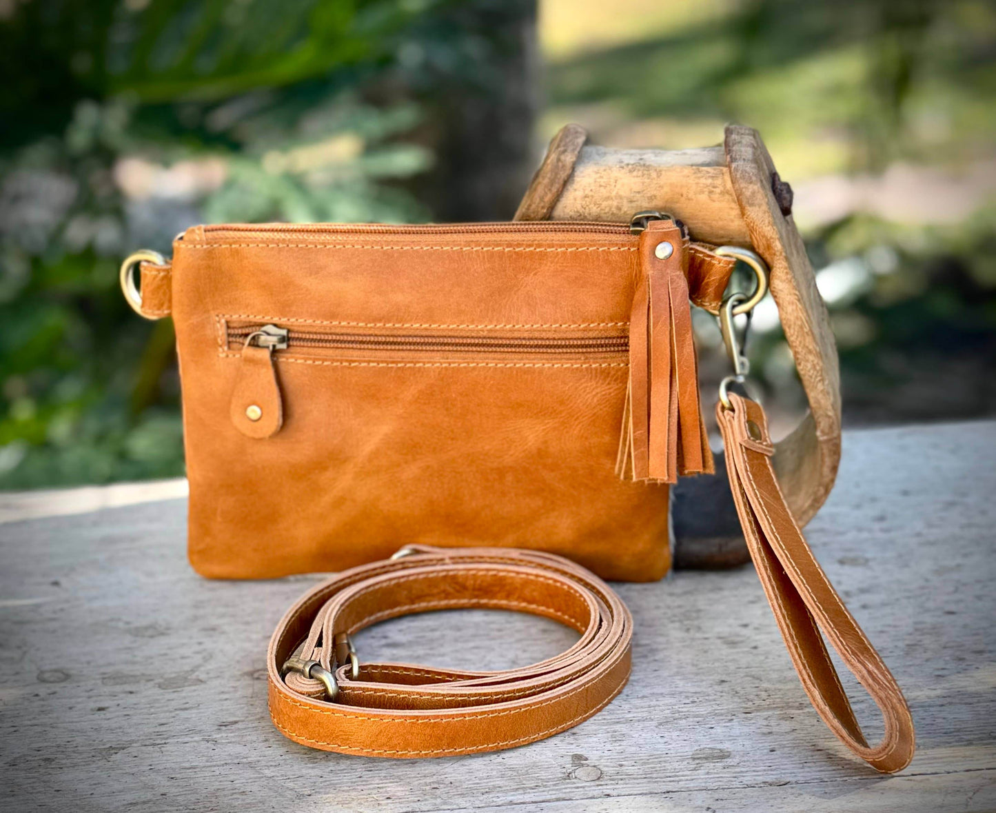 Upcycled LV Cowhide Leather Wristlet Crossbody Bag Western - 7 Semicolon Couture