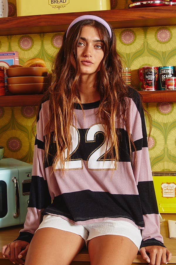Color-block Number 22 Print Sweater