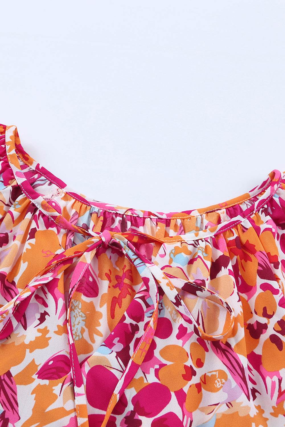 Fiery Red Flutter Sleeves Floral Print Top - 7 Semicolon Couture