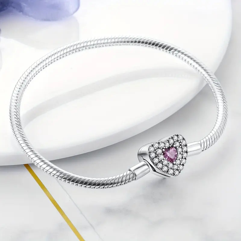 925 Sterling Silver Plated Bracelet- Hearts