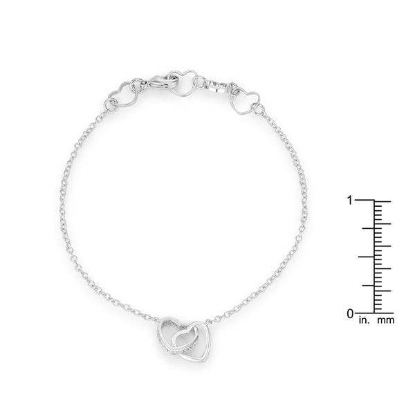 .12 Ct Rhodium Interlocked Hearts Bracelet with CZ Accents - 7 Semicolon Couture