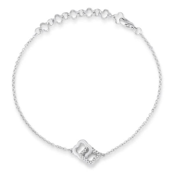 .1 Ct Rhodium Bracelet with Interlocking Floral Links - 7 Semicolon Couture