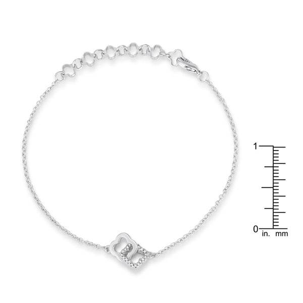 .1 Ct Rhodium Bracelet with Interlocking Floral Links - 7 Semicolon Couture