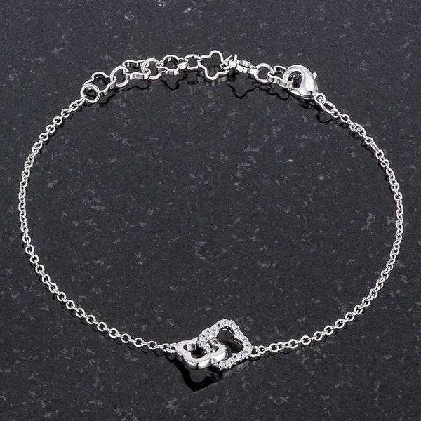 .1 Ct Rhodium Bracelet with Interlocking Floral Links - 7 Semicolon Couture