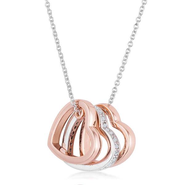 Mandy 0.45ct CZ Two-tone Triple Heart Drop Necklace - 7 Semicolon Couture