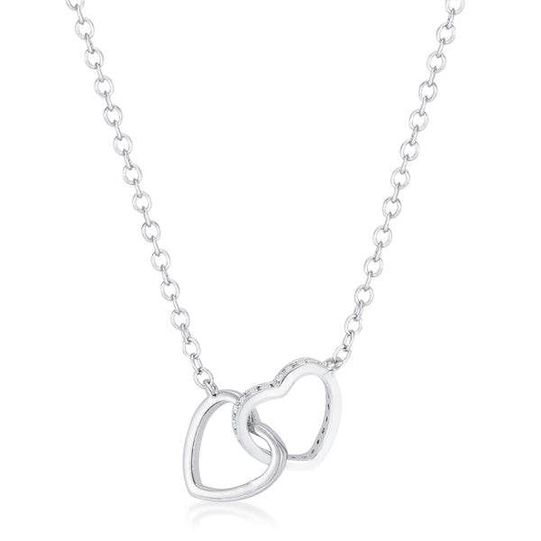 .22 Ct Interlocking Hearts Necklace with CZ - 7 Semicolon Couture