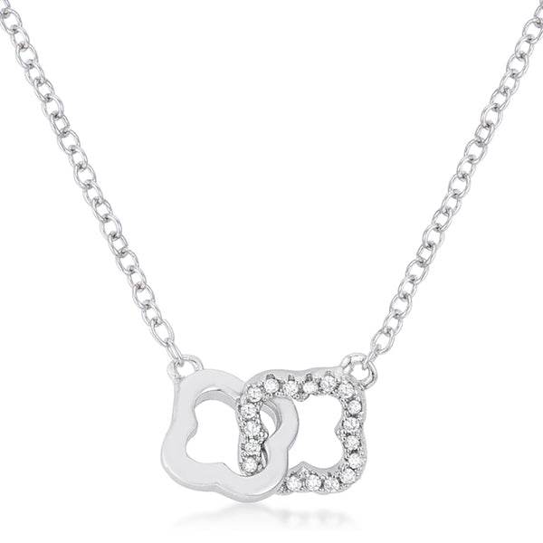 .21 Ct Rhodium Necklace with Floral Links - 7 Semicolon Couture
