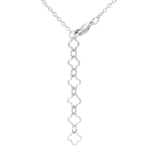 .21 Ct Rhodium Necklace with Floral Links - 7 Semicolon Couture