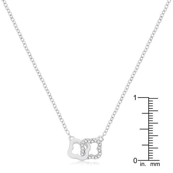 .21 Ct Rhodium Necklace with Floral Links - 7 Semicolon Couture