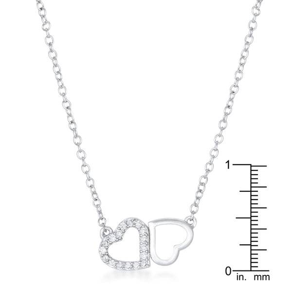 Sweet and Romantic Rhodium Melded CZ Hearts Necklace - 7 Semicolon Couture