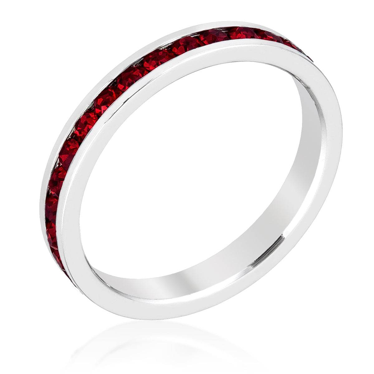 Stylish Stackables with Garnet Crystal Ring - 7 Semicolon Couture
