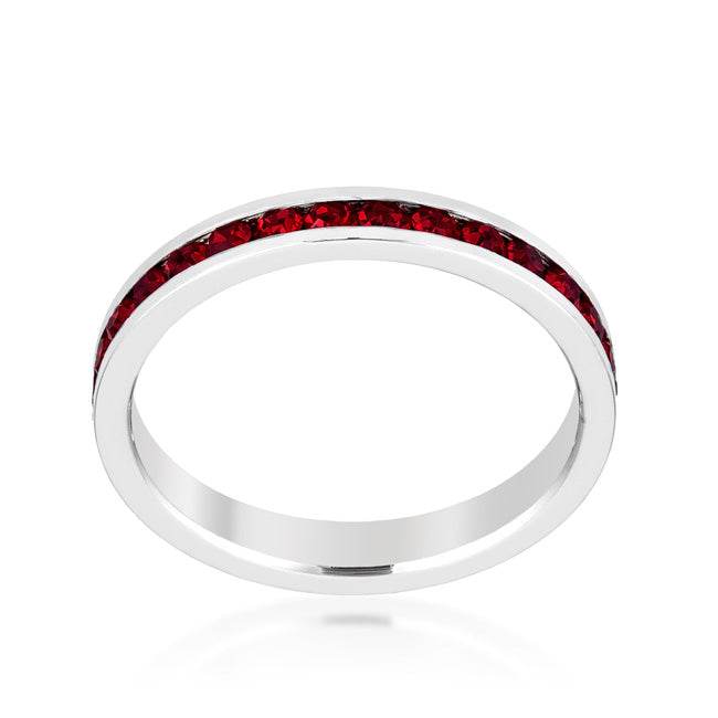 Stylish Stackables with Garnet Crystal Ring - 7 Semicolon Couture
