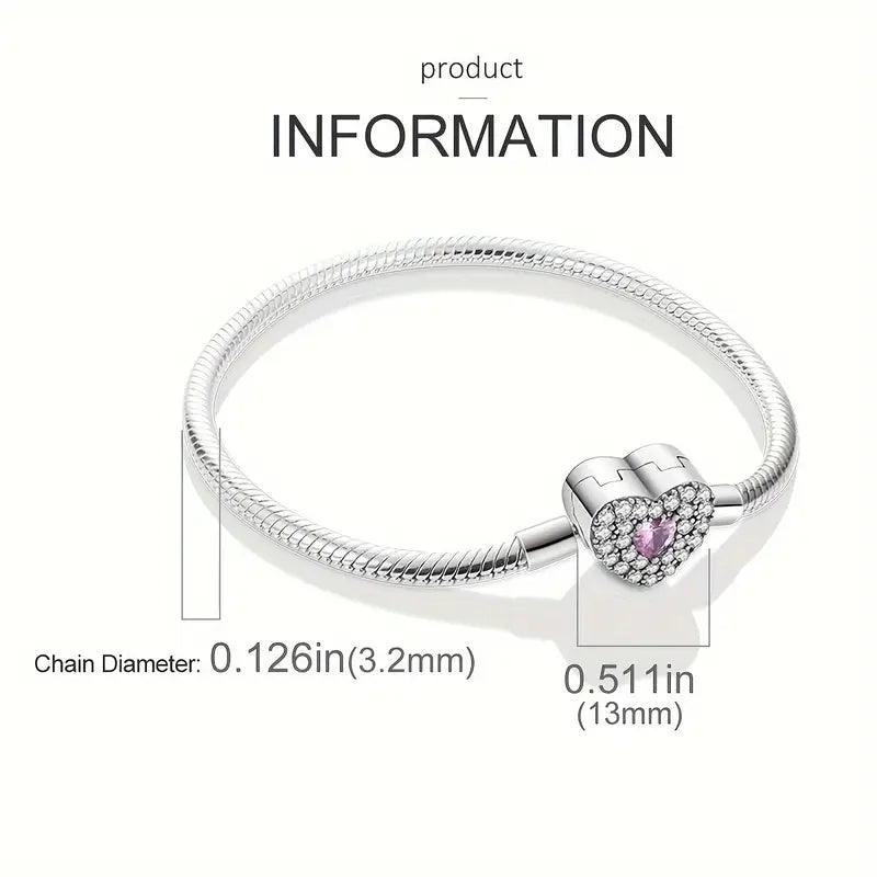 925 Sterling Silver Plated Bracelet- Hearts
