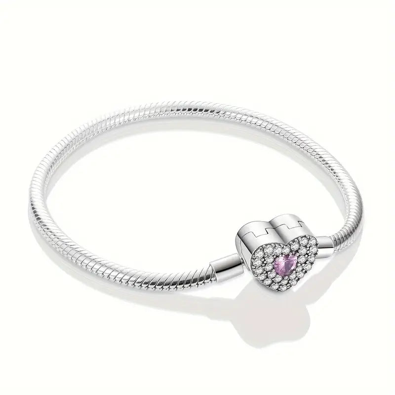 925 Sterling Silver Plated Bracelet- Hearts