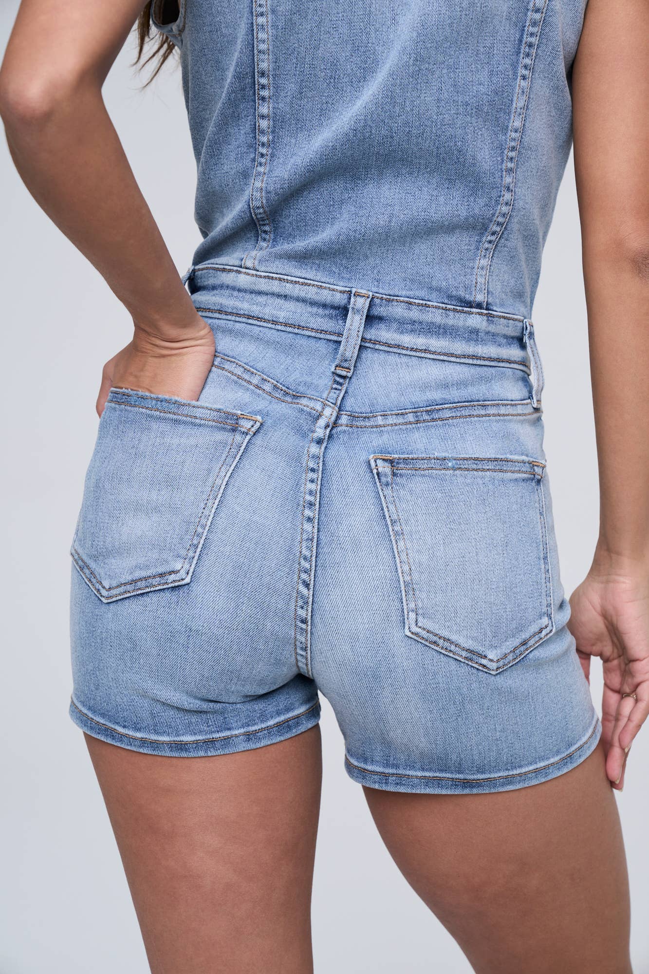Ultra Stretch Sleeveless Button Romper