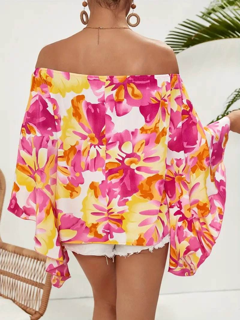 Bright Floral Off the Shoulder Top - 7 Semicolon Couture
