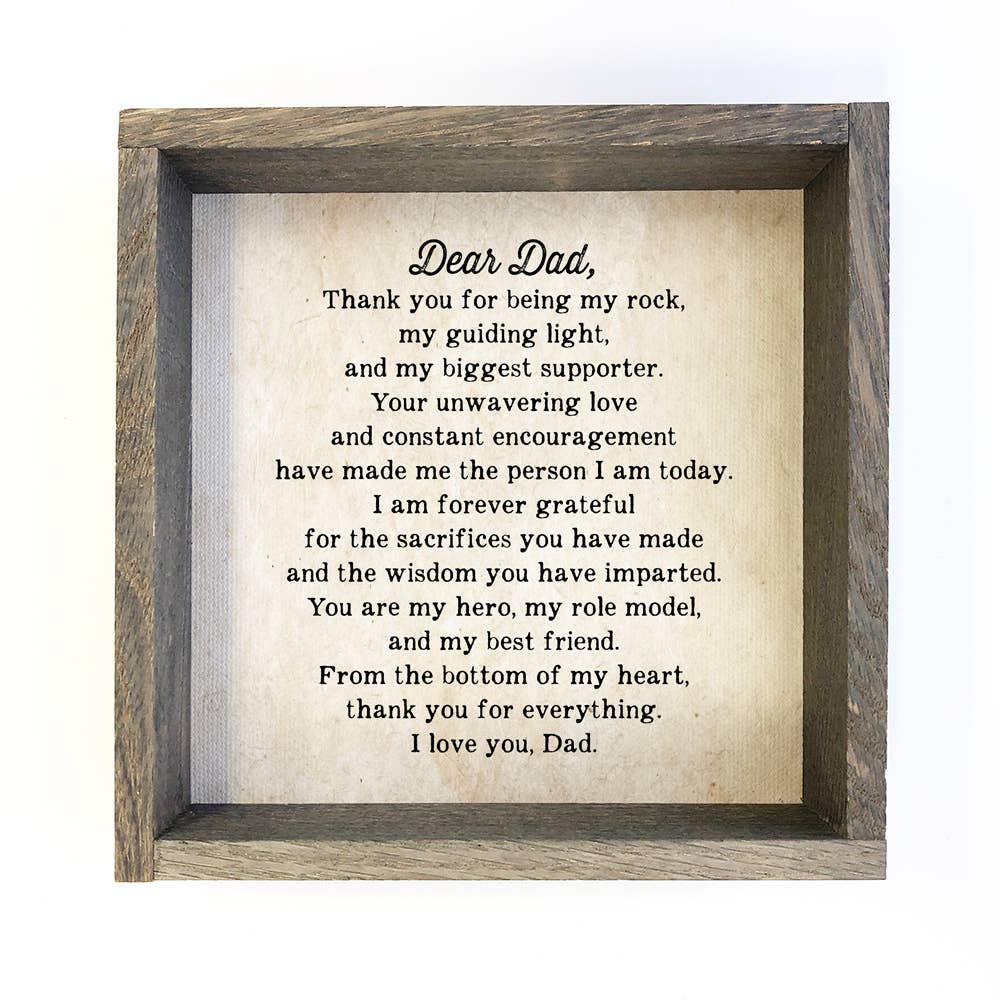 Dear Dad - Letter to Dad with Frame-11x11