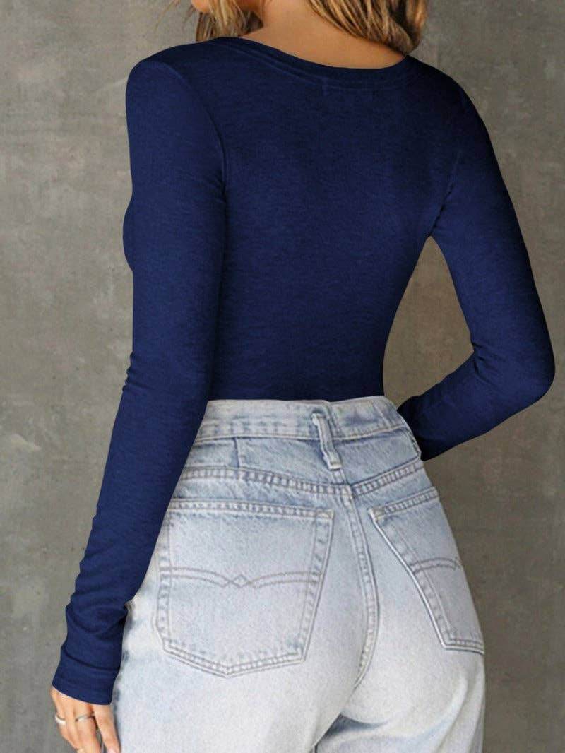 Women's Round Neck Solid Color Short Sleeve T-Shirt - 7 Semicolon Couture