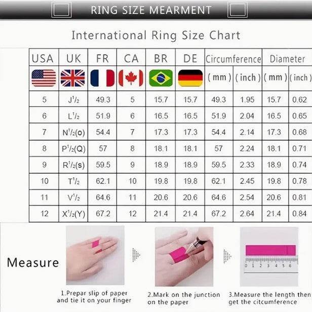 International ring size chart for measuring I Am Enough silver ring sizes accurately