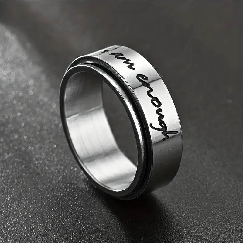 I AM ENOUGH Stainless-Steel Fidget Ring - 7 Semicolon Couture
