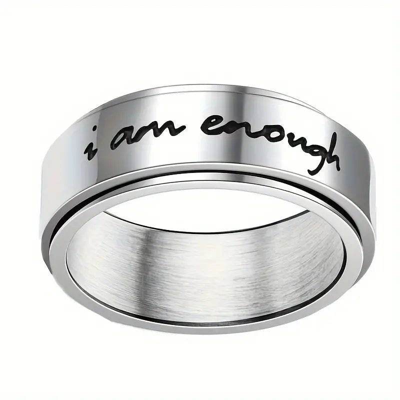 I AM ENOUGH Stainless-Steel Fidget Ring - 7 Semicolon Couture