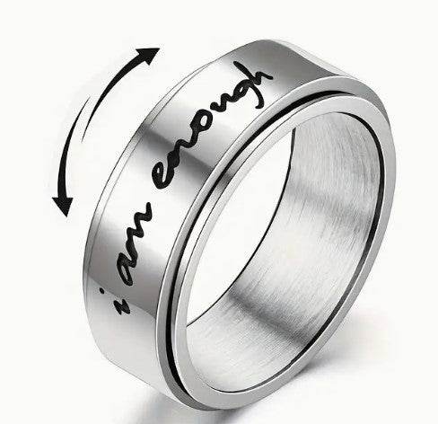 I AM ENOUGH Stainless-Steel Fidget Ring - 7 Semicolon Couture