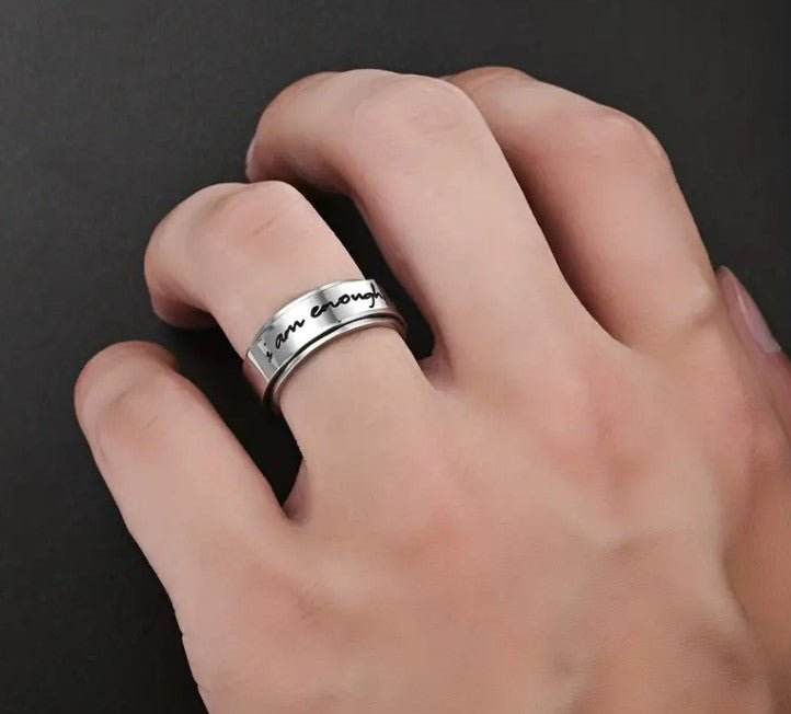 I AM ENOUGH Stainless-Steel Fidget Ring - 7 Semicolon Couture