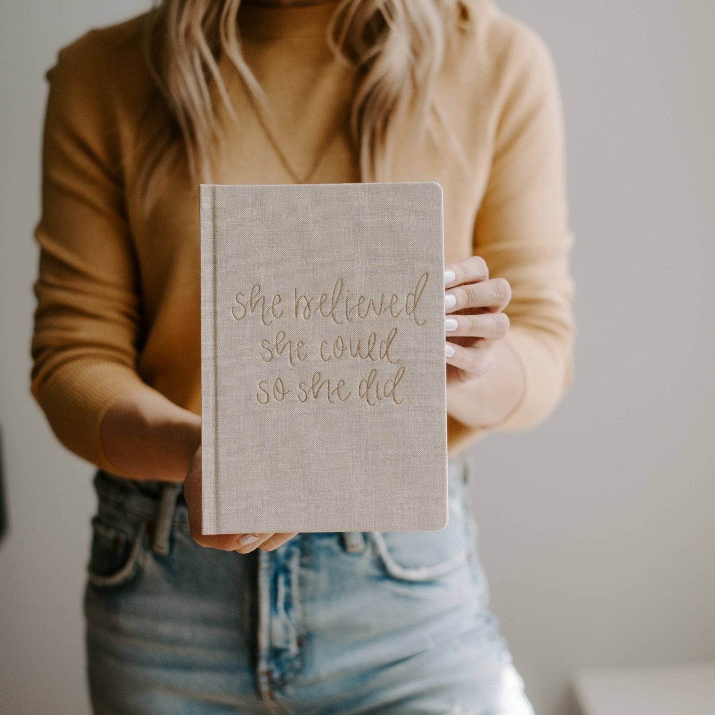 She Believed She Could Fabric Journal - 7 Semicolon Couture