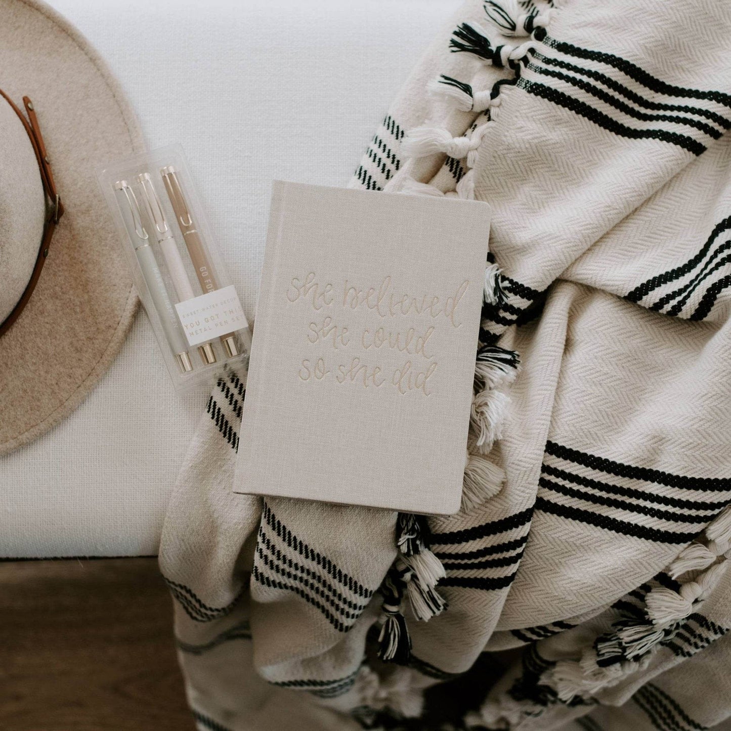 She Believed She Could Fabric Journal - 7 Semicolon Couture