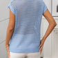 Openwork Round Neck Short Sleeve Knit Cover Up - 7 Semicolon Couture