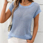 Openwork Round Neck Short Sleeve Knit Cover Up - 7 Semicolon Couture