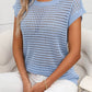 Openwork Round Neck Short Sleeve Knit Cover Up - 7 Semicolon Couture