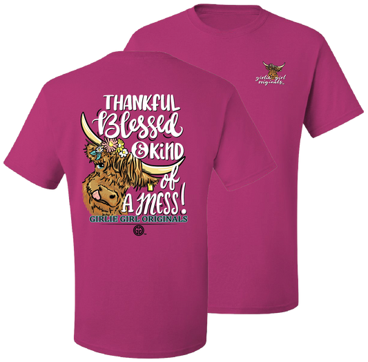 Thankful Blessed and Kind of a Mess Southern and Sassy Short Sleeve Tee