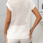 Openwork Round Neck Short Sleeve Knit Cover Up - 7 Semicolon Couture