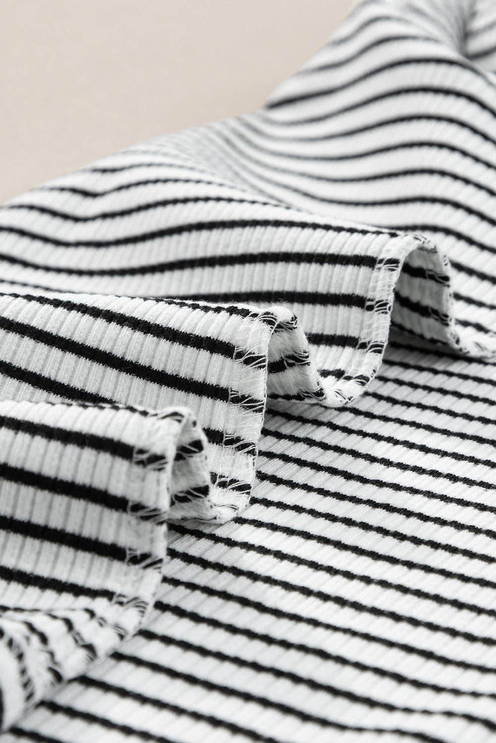 Striped Print Ribbed Knit Sleeveless Top - 7 Semicolon Couture