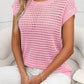 Openwork Round Neck Short Sleeve Knit Cover Up - 7 Semicolon Couture