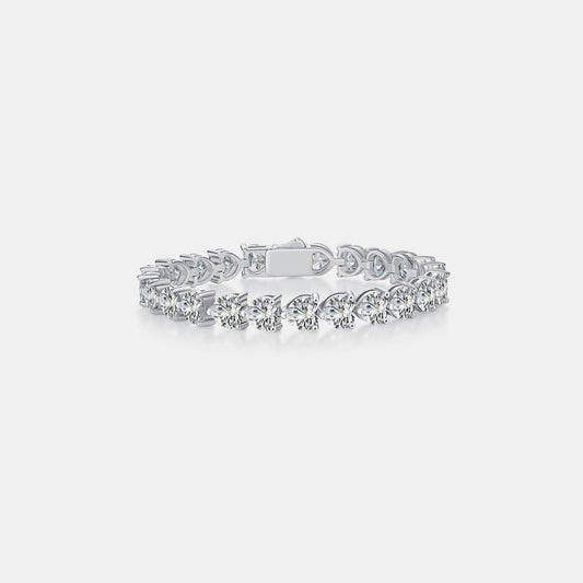 24 Carat Moissanite 925 Sterling Silver Heart Bracelet - 7 Semicolon Couture