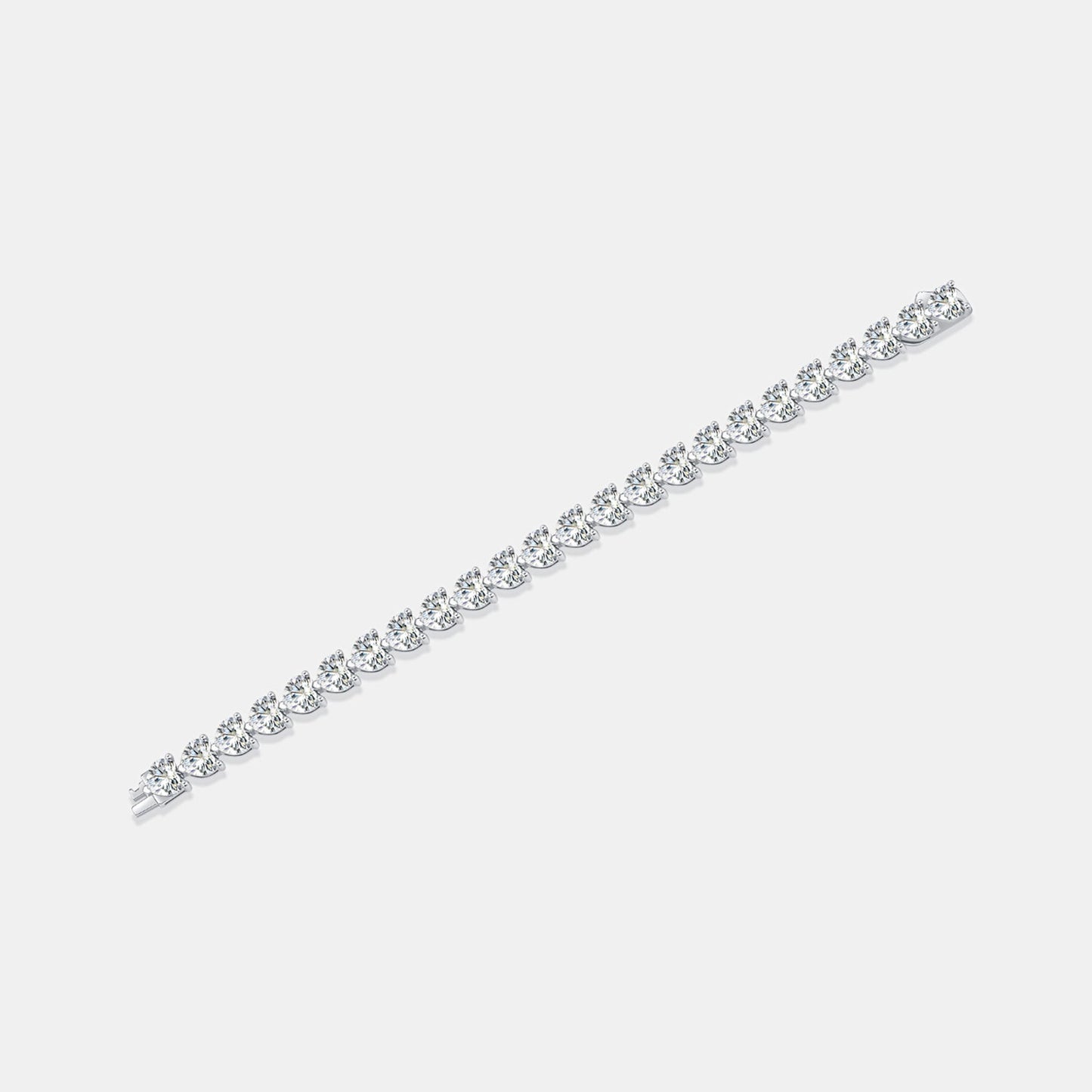 24 Carat Moissanite 925 Sterling Silver Heart Bracelet - 7 Semicolon Couture