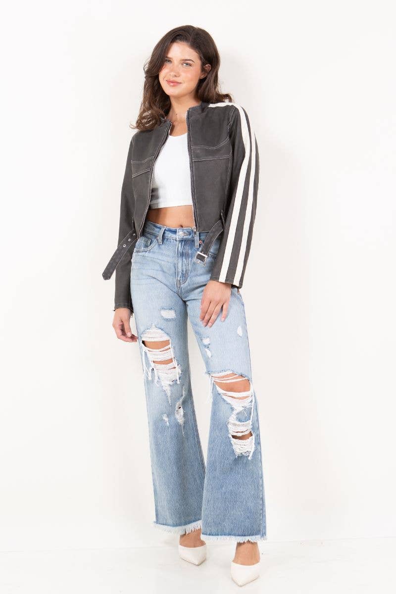 *HYBRID STYLE* HIGH RISE WIDE LEG JEANS