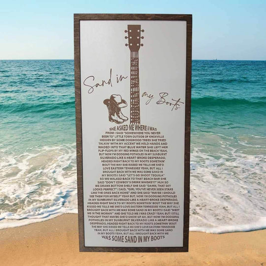 Morgan Wallen, Guitar- Sand in My Boots, Framed Lyrics - 7 Semicolon Couture