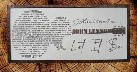 John Lennon- Let it Be -Guitar Framed Lyrics - 7 Semicolon Couture