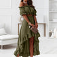 RUFFLED SKIRT IRREGULAR SHORT SLEEVE TWO-PIECE SET - 7 Semicolon Couture