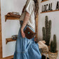 Bohemian Tiered Denim Skirt A-Line