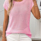 Openwork Round Neck Short Sleeve Knit Cover Up - 7 Semicolon Couture