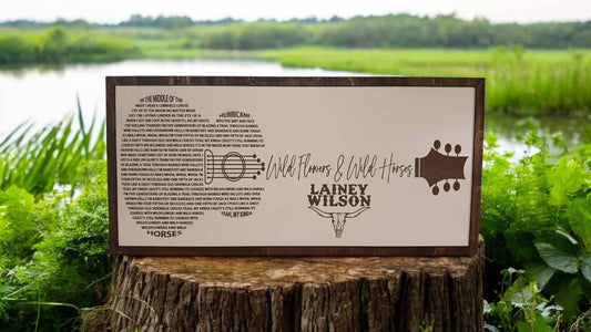 Lainey Wilson, Wildhorses and Wild Flowers, Guitar Framed Lyrics - 7 Semicolon Couture